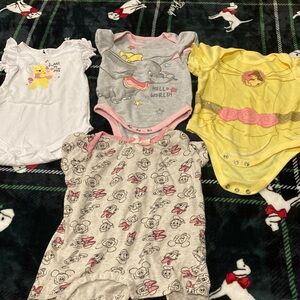 Set of 4 Baby Onesies with Cartoon Prints
